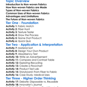 Non-Woven Fabrics And Their Uses Worksheet Activity Booklet
