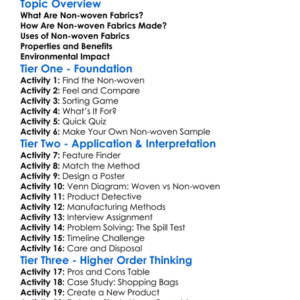 Non-Woven Fabrics Worksheet Activity Booklet