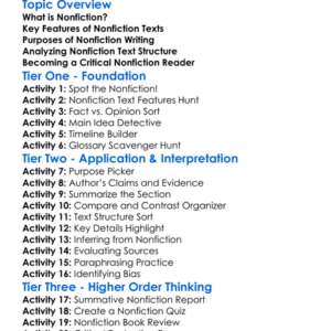 Nonfiction Analysis Worksheet Activity Booklet