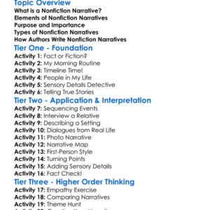 Nonfiction Narrative Worksheet Activity Booklet