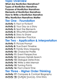 Nonfiction Narratives Worksheet Activity Booklet