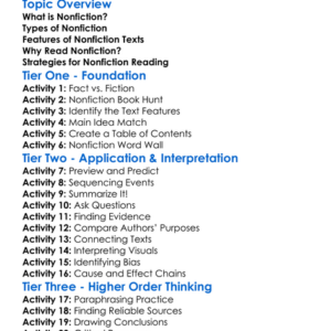 Nonfiction Reading Worksheet Activity Booklet