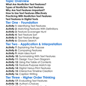 Nonfiction Text Features Worksheet Activity Booklet