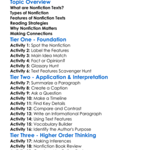 Nonfiction Texts Worksheet Activity Booklet