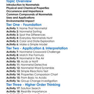 Nonmetals And Their Compounds Worksheet Activity Booklet