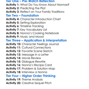 Nonnas 2025 Worksheet Activity Booklet