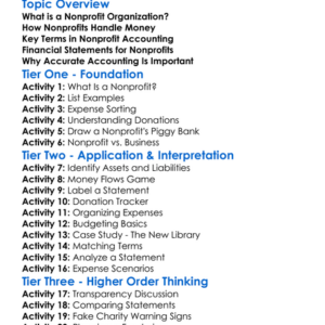 Nonprofit Accounting Basics Worksheet Activity Booklet
