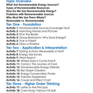 Nonrenewable Energy Sources Worksheet Activity Booklet