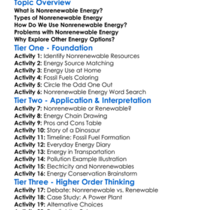Nonrenewable Energy Worksheet Activity Booklet