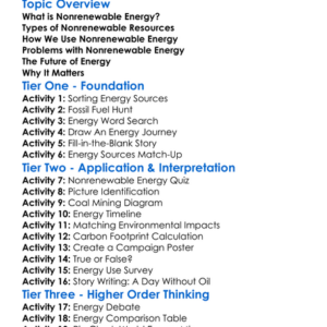 Nonrenewable Energy Worksheet Activity Booklet
