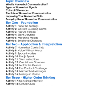 Nonverbal Communication Worksheet Activity Booklet