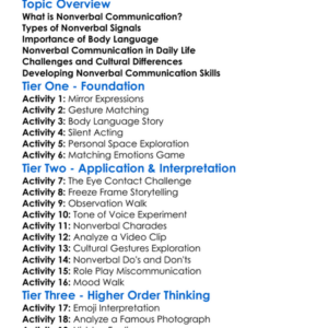 Nonverbal Communication Worksheet Activity Booklet
