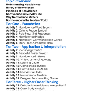 Nonviolence Worksheet Activity Booklet