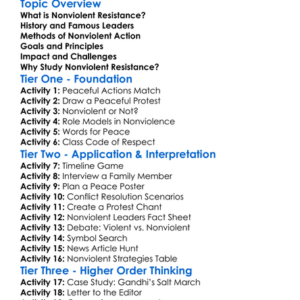 Nonviolent Resistance Worksheet Activity Booklet