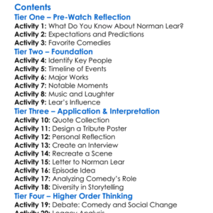 Norman Lear 100 Years Of Music And Laughter 2022 Worksheet Activity Booklet