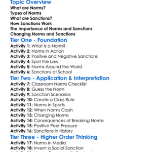 Norms And Sanctions Worksheet Activity Booklet