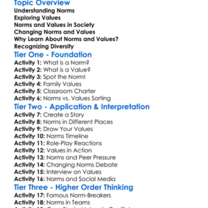 Norms And Values Worksheet Activity Booklet