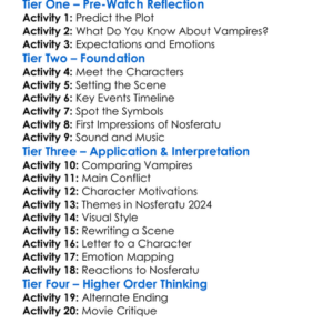 Nosferatu 2024 Worksheet Activity Booklet