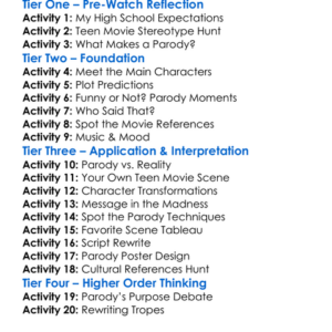 Not Another Teen Movie 2001 Worksheet Activity Booklet
