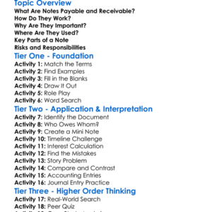 Notes Payable And Receivable Worksheet Activity Booklet