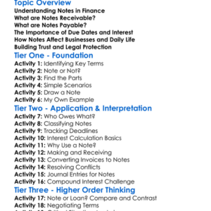 Notes Receivable And Payable Worksheet Activity Booklet