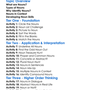 Noun Identification Worksheet Activity Booklet