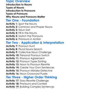 Nouns And Pronouns Worksheet Activity Booklet