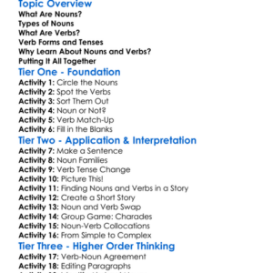 Nouns And Verbs Worksheet Activity Booklet