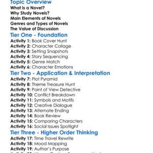 Novel Studies Worksheet Activity Booklet