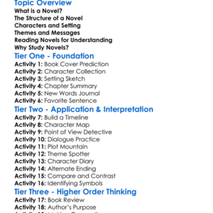 Novel Study Worksheet Activity Booklet