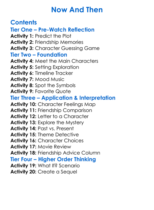 Now And Then Worksheet Activity Booklet