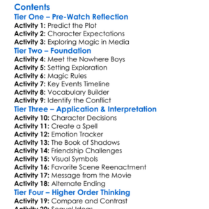 Nowhere Boys The Book Of Shadows 2016 Worksheet Activity Booklet