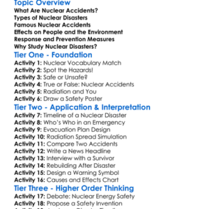 Nuclear Accidents And Disasters Worksheet Activity Booklet