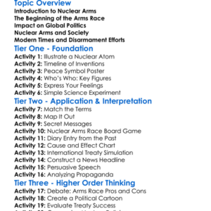 Nuclear Arms Race Worksheet Activity Booklet