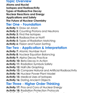 Nuclear Chemistry Worksheet Activity Booklet