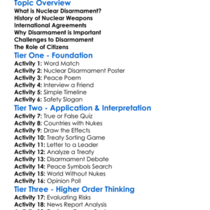Nuclear Disarmament Worksheet Activity Booklet