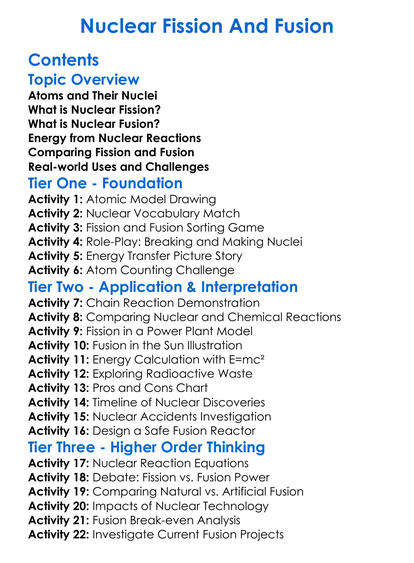 Nuclear Fission And Fusion Worksheet Activity Booklet