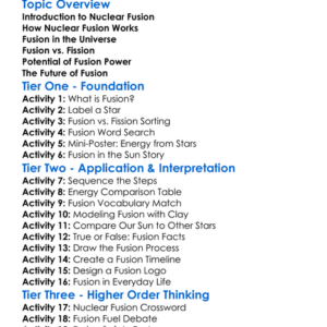 Nuclear Fusion Worksheet Activity Booklet