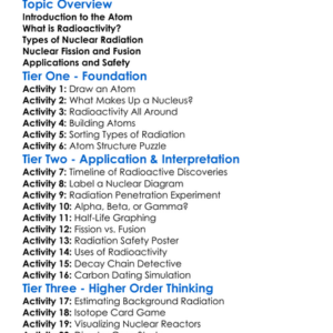 Nuclear Physics And Radioactivity Worksheet Activity Booklet
