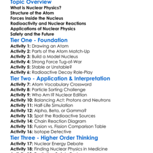 Nuclear Physics Basics Worksheet Activity Booklet