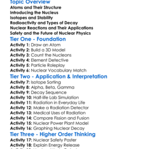 Nuclear Physics Fundamentals Worksheet Activity Booklet