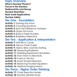 Nuclear Physics Worksheet Activity Booklet