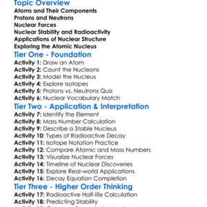 Nuclear Structure Worksheet Activity Booklet