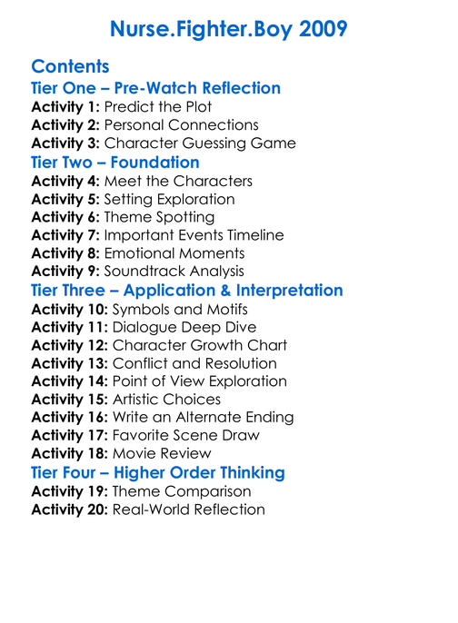 Nursefighterboy 2009 Worksheet Activity Booklet