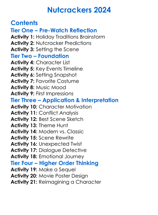 Nutcrackers 2024 Worksheet Activity Booklet