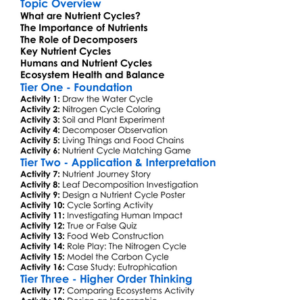 Nutrient Cycles In Ecosystems Worksheet Activity Booklet