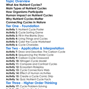 Nutrient Cycles Worksheet Activity Booklet