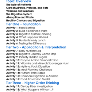 Nutrients And Digestion Worksheet Activity Booklet