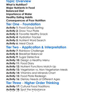 Nutrition And A Balanced Diet Worksheet Activity Booklet