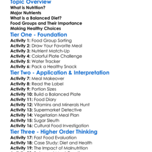 Nutrition And Balanced Diets Worksheet Activity Booklet